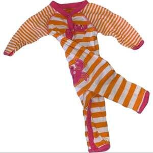 Carters Crab butt striped long sleeve footless jumpsuit snaps pajama 3 months